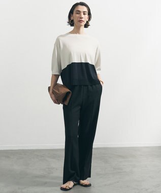 UNFILO 【セットアップ着用可/ウエストゴム】TENNEN TOUCH セミフレア パンツ ブラック