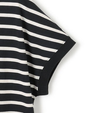 J.PRESS YORK STREET 【WOMEN】ボーダーキャップスリーブ Tシャツ ブラック系1