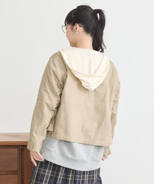 earth music&ecology パーカー付きミリタリーブルゾン Beige