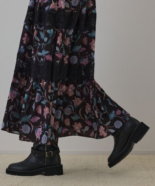 GRACE CONTINENTAL サラサプリントティアードワンピース ブラック