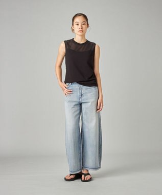 Chacott HandsomeCotton チュールノースリーブTシャツ ブラック