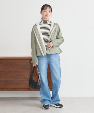 earth music&ecology パーカー付きミリタリーブルゾン Khaki