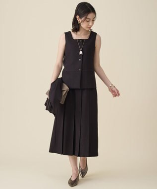 自由区 【セットアップ対応】リネンライクシンセティックノースリーブ ブラウス ダークブラウン