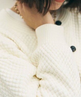 UNFILO 【前後着用可能】ポップコーンニット 2WAYカーディガン エクリュ