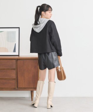 earth music&ecology パーカー付きミリタリーブルゾン Black