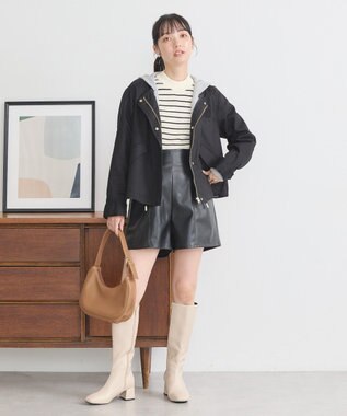 earth music&ecology パーカー付きミリタリーブルゾン Black