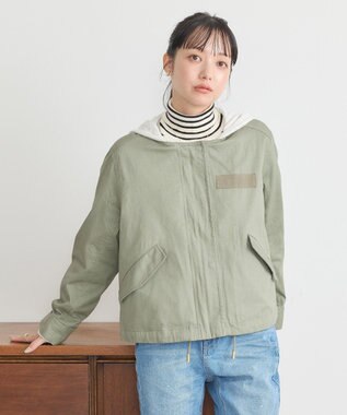 earth music&ecology パーカー付きミリタリーブルゾン Khaki