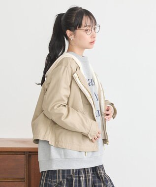 earth music&ecology パーカー付きミリタリーブルゾン Beige