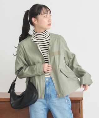 earth music&ecology パーカー付きミリタリーブルゾン Khaki