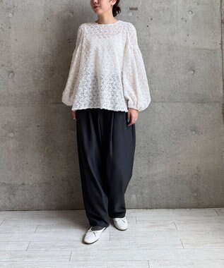 #Newans 【洗える】スラントフロントコクーンパンツ グレー