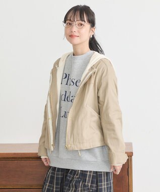 earth music&ecology パーカー付きミリタリーブルゾン Beige