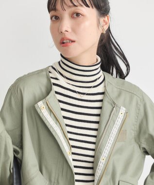 earth music&ecology パーカー付きミリタリーブルゾン Khaki