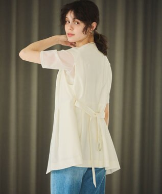 #Newans 【洗濯機可能/ストレッチ】ペプラムジレ ホワイト