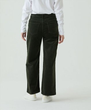 caqu ワイドフィット 裏起毛コーデュロイパンツ olive
