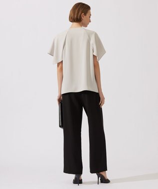 ICB 【洗える】ワッシャーツイル ワイドストレートパンツ ブラック系