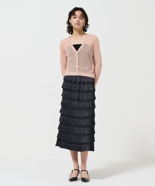 GRACE CONTINENTAL リブシアーニットカーディガン ピンク