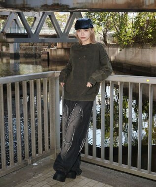 WEGO 【ユニセックス着用ITEM】ピグメントロゴニットプルオーバー カーキ