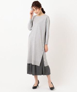 J.PRESS LADIES 【洗える】ワンピ＋プリーツスカート ツインセットワンピース ライトグレー系