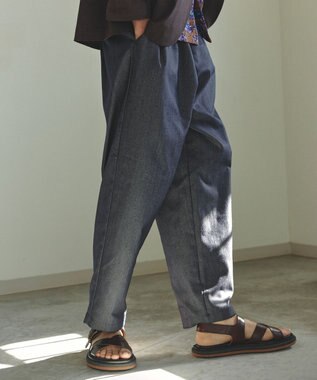 UNFILO MENS 【新色追加】FINE MOVE デニム イージーギャザーパンツ [24年商品] ネイビー