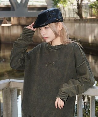 WEGO 【ユニセックス着用ITEM】ピグメントロゴニットプルオーバー カーキ