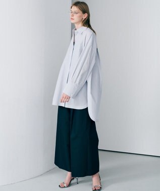 uncrave コットンクロスストライプ BIGシャツ ネイビーストライプ