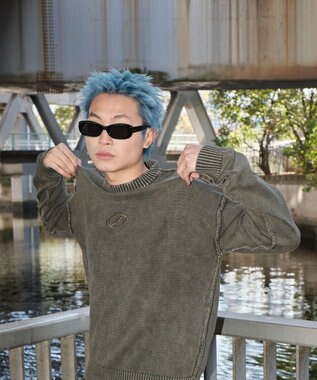 WEGO 【ユニセックス着用ITEM】ピグメントロゴニットプルオーバー カーキ