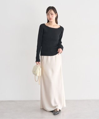 earth music&ecology 【予約】レーストリムリブニットプルオーバー ブラック