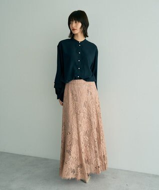 YECCA VECCA 2way裾アレンジパール釦ブラウス Navy