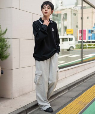 WEGO 【ユニセックス着用ITEM/MLサイズ展開】モチーフロゴポロスウェット ブラック