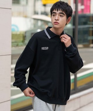 WEGO 【ユニセックス着用ITEM/MLサイズ展開】モチーフロゴポロスウェット ブラック