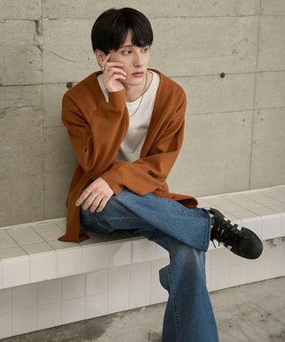 WEGO 【ユニセックス着用ITEM】ミラノリブカーディガン ダークオレンジ