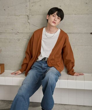 WEGO 【ユニセックス着用ITEM】ミラノリブカーディガン ダークオレンジ