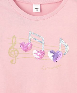 ANY KIDS ミラクルスパンコール 長袖Tシャツ ピンク×音符