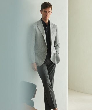 GOTAIRIKU 【尾州】ストレッチメッシュジャケット_千鳥格子柄 ライトグレー×千鳥格子柄