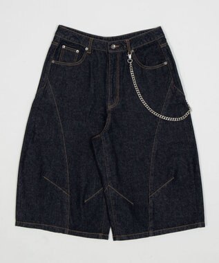 WEGO 【SMLサイズ展開】チェーン付きバルーンショーツ デニムインディゴ