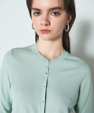GRACE CONTINENTAL クルーニットカーディガン ライトグリーン