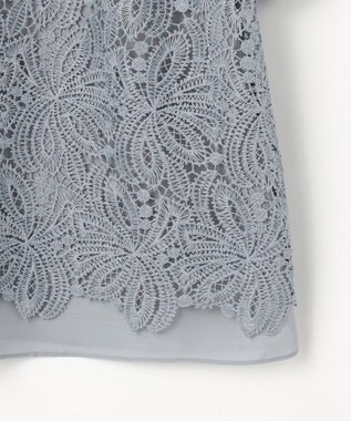 J.PRESS LADIES レースコンビジャージー カットソー グレイッシュブルー系