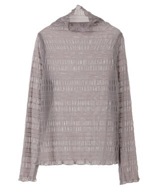 earth music&ecology ジャガードシャーリングシアートップス Gray