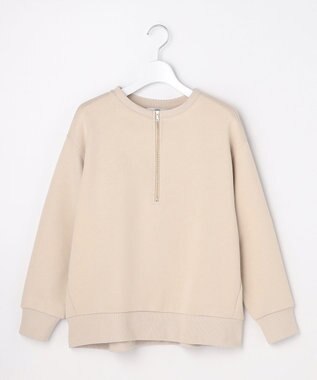 J.PRESS LADIES L 裏毛 ハーフジップ プルオーバー ベージュ系