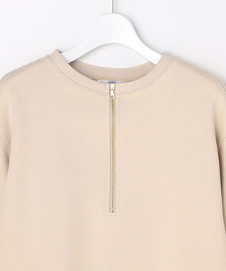 J.PRESS LADIES L 裏毛 ハーフジップ プルオーバー ベージュ系