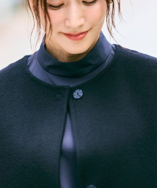 #Newans バックペプラムダブルフェイスジレ ネイビー