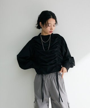 Green Parks ・ＡＮＤＳＥＡＲＣＨ　ドロストリボンブラウス Black