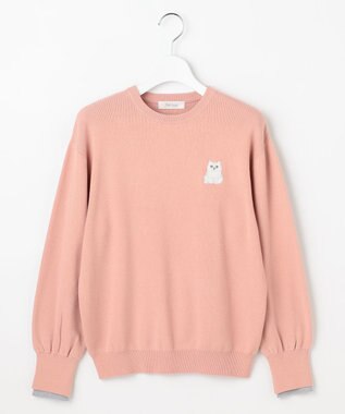 Feroux 【猫カフェMOCHAコラボ】しらたまくん刺繍 ニット ピンク系