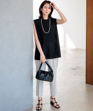 組曲 L 【先行予約】ライトリネンライクテーパード パンツ ベージュ系