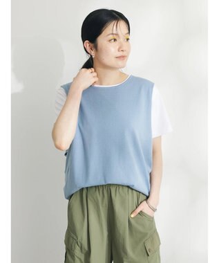 CRAFT STANDARD BOUTIQUE ＳＥＴ　カットプルオーバー＋ニットベスト Sax