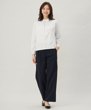 J.PRESS LADIES 【洗える】ノルディスバックスキン ワイド パンツ ネイビー系