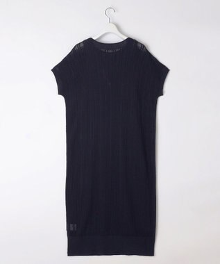 自由区 L 【ワコールコラボ】【カタログ掲載・洗える】レーシーニット ドレス ネイビー