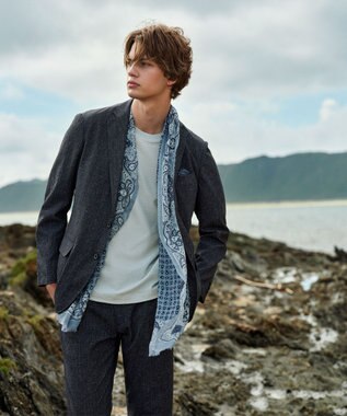 JOSEPH ABBOUD 【オーガニックコットン使用・日本製】JOEコットンサッカークルーネック Tシャツ スカイブルー系
