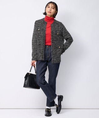 23区 【洗える】スムージーコットン シアー ニット レッド系