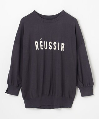 ANY インターシャロゴニットプルオーバー スレート×エクリュ